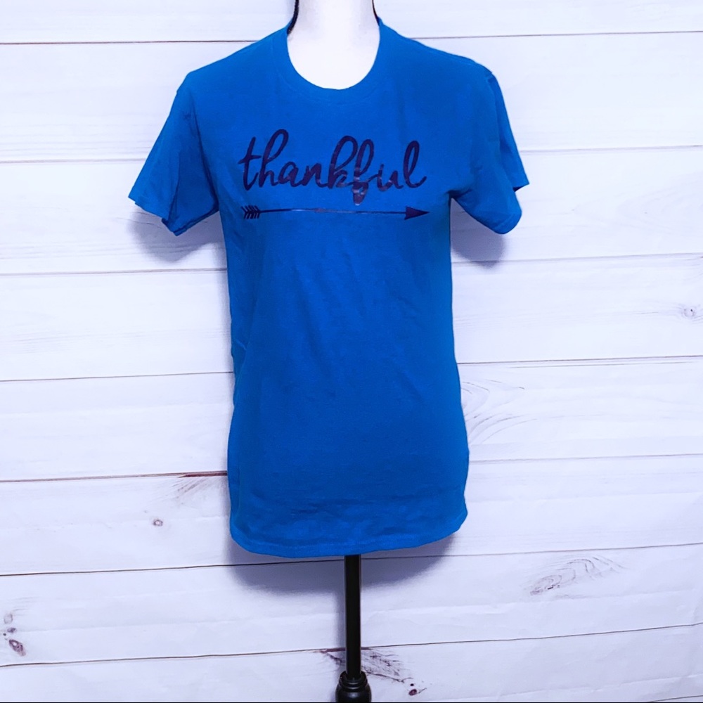 Thankful Blue Graphic T-Shirt Sz SM